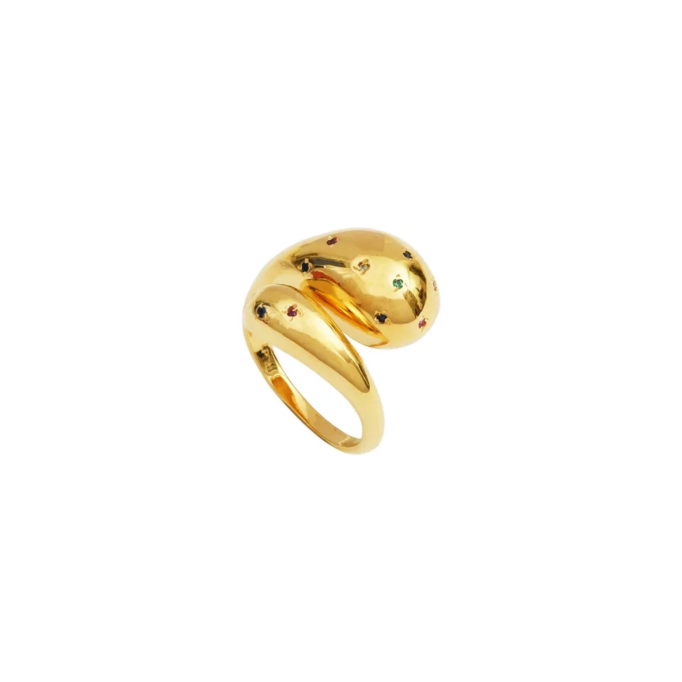 Leticia Ponti Drop bague goutte zircon blanc plaqué or