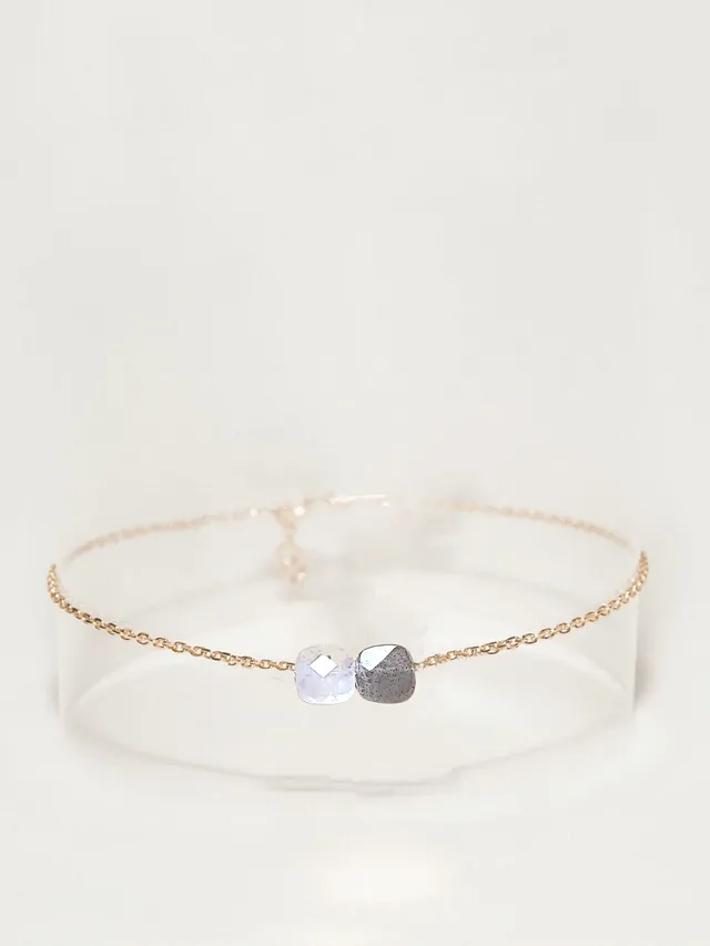 Ô PLUM Aliénor bracelet labradorite pierre de lune plaqué or
