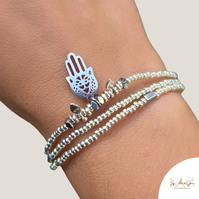 Les Ailes de Gloria Samira Silver bracelet multirangs argenté