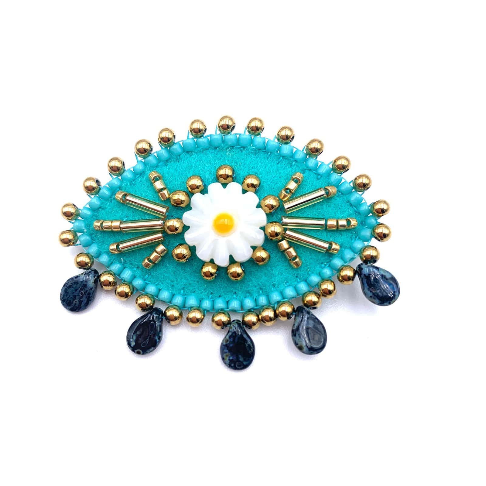 HYPNOCHIC Accessoires Broche Oeil Ex Voto Turquoise feutrine perles