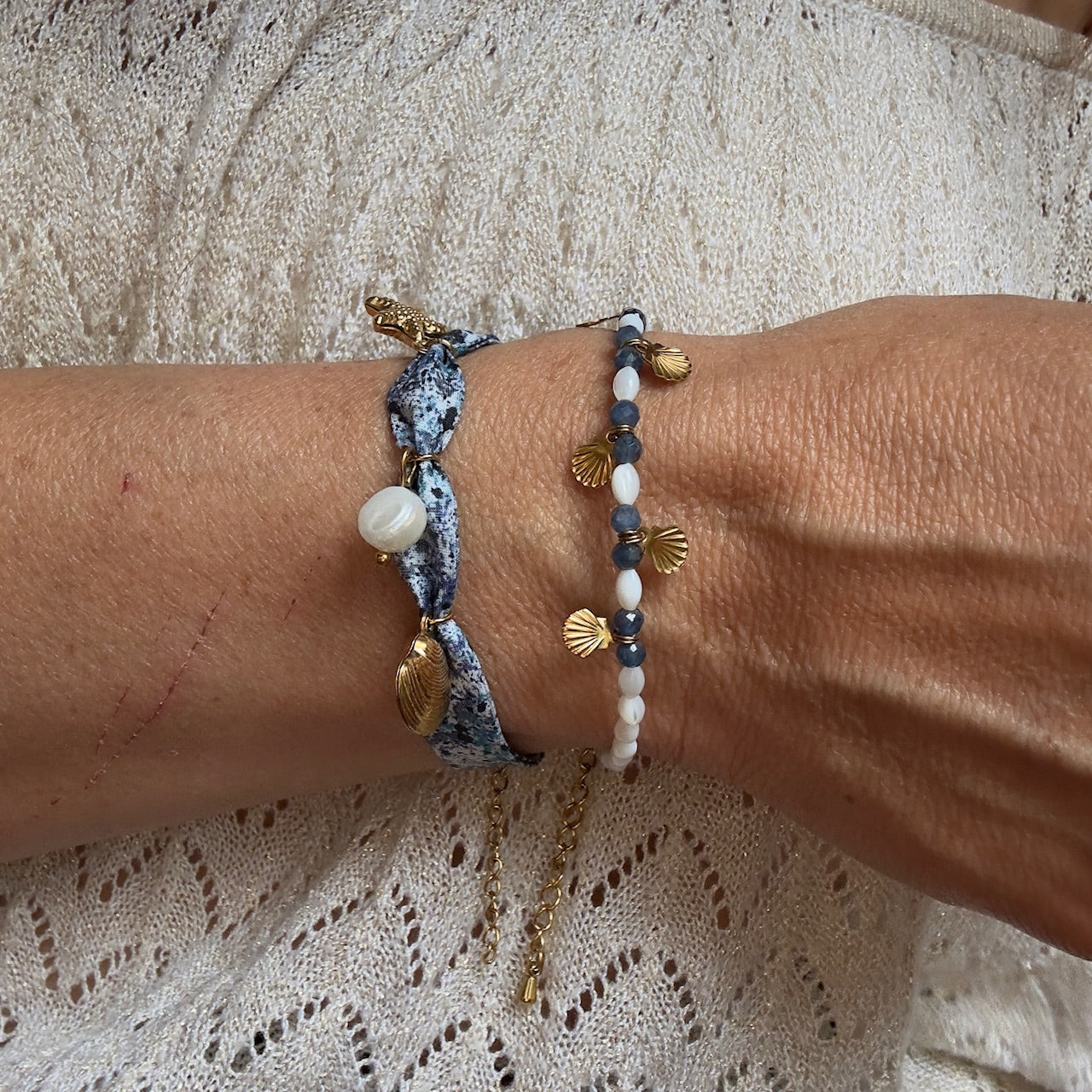 Mad So Creation Saphir bracelet nacre saphir bleu coquillage