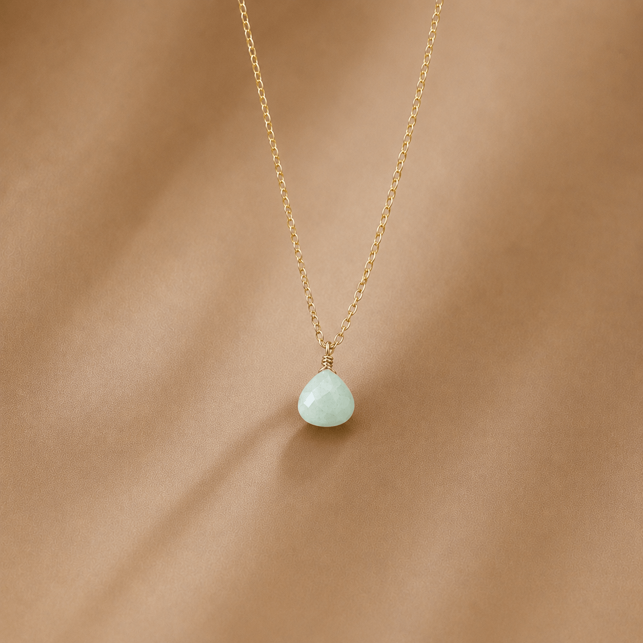 Ô PLUM Lara collier goutte amazonite plaqué or 42/45 cm