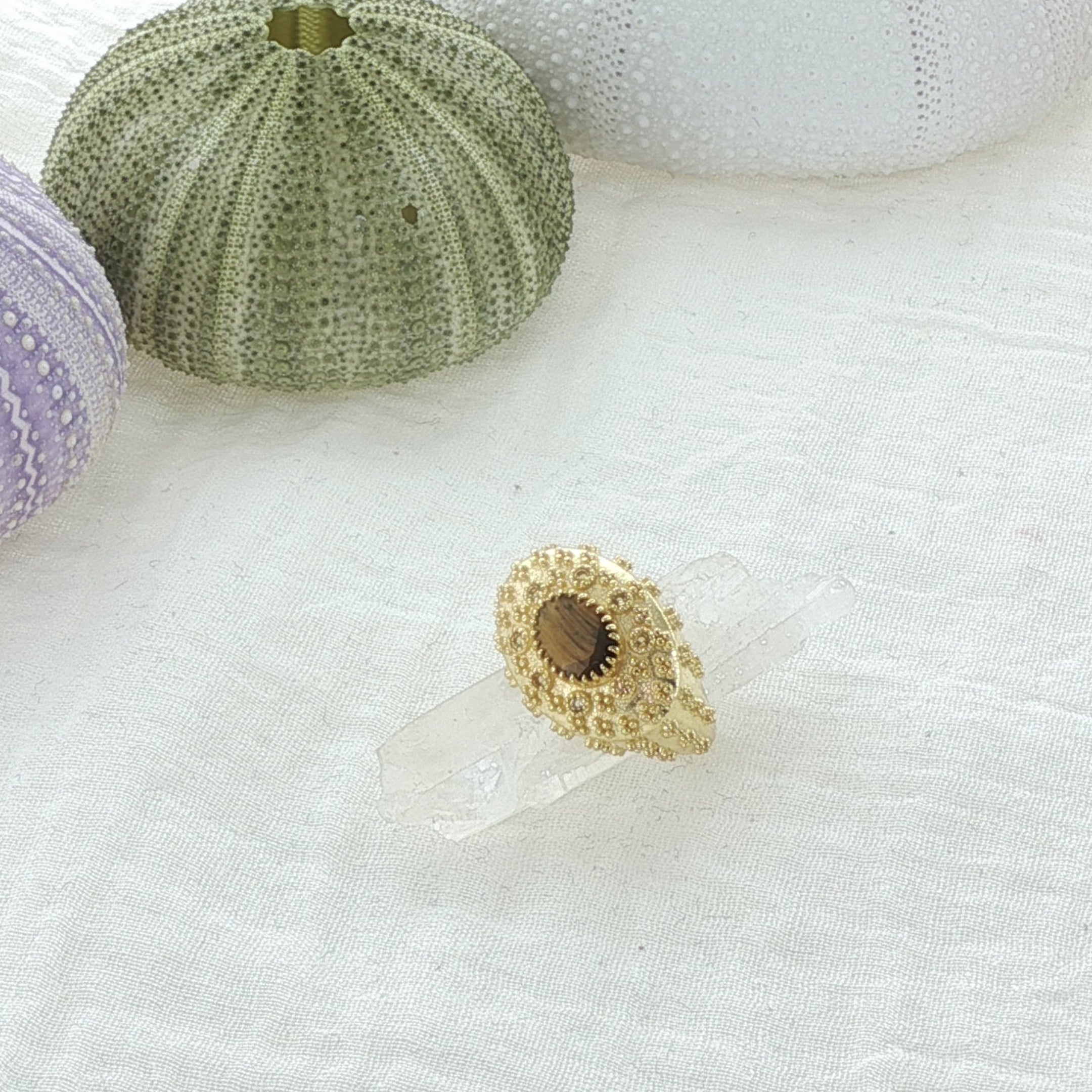 Leticia Ponti Eva bague plaqué or topaze taille 52