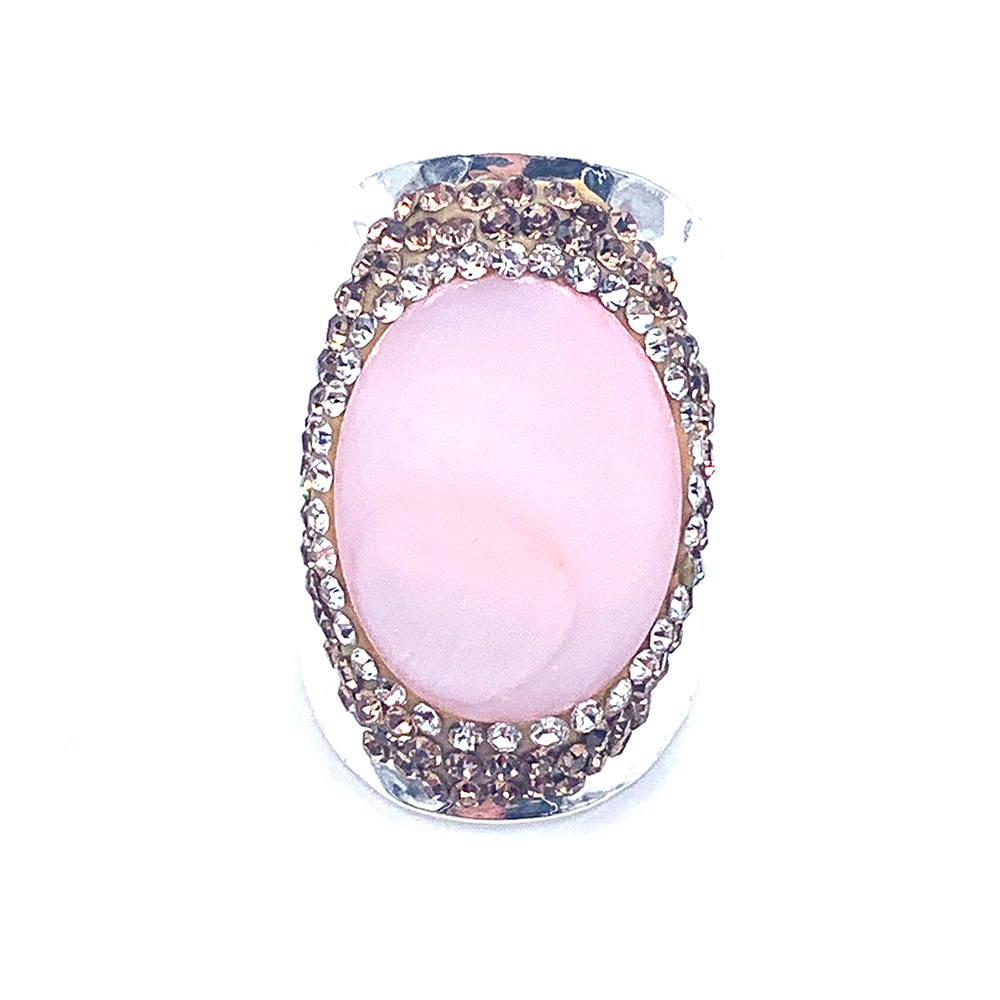 Hypnochic Opale bague argentée strass pierre ajustable