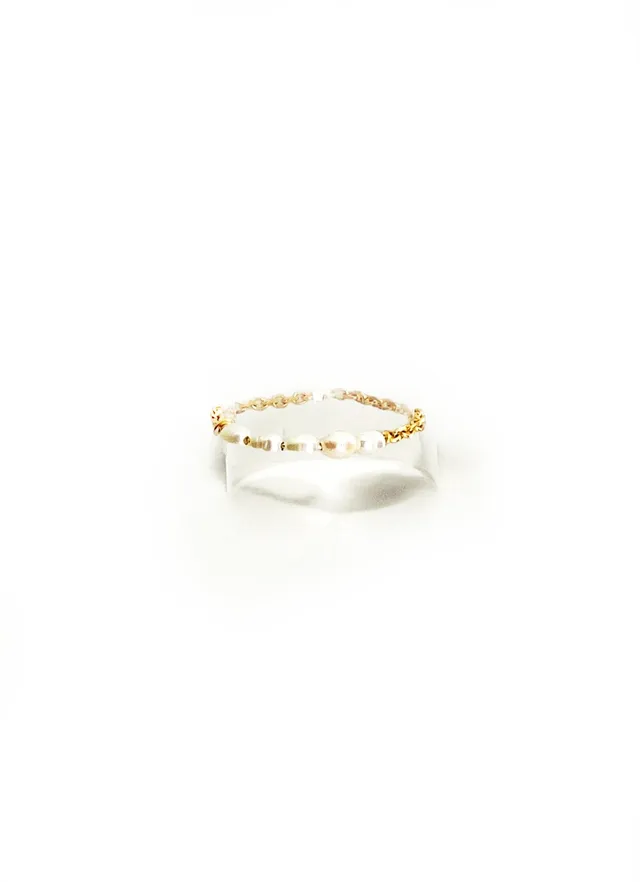 Ô PLUM Gina bague perles d'eau douce plaqué or taille 52