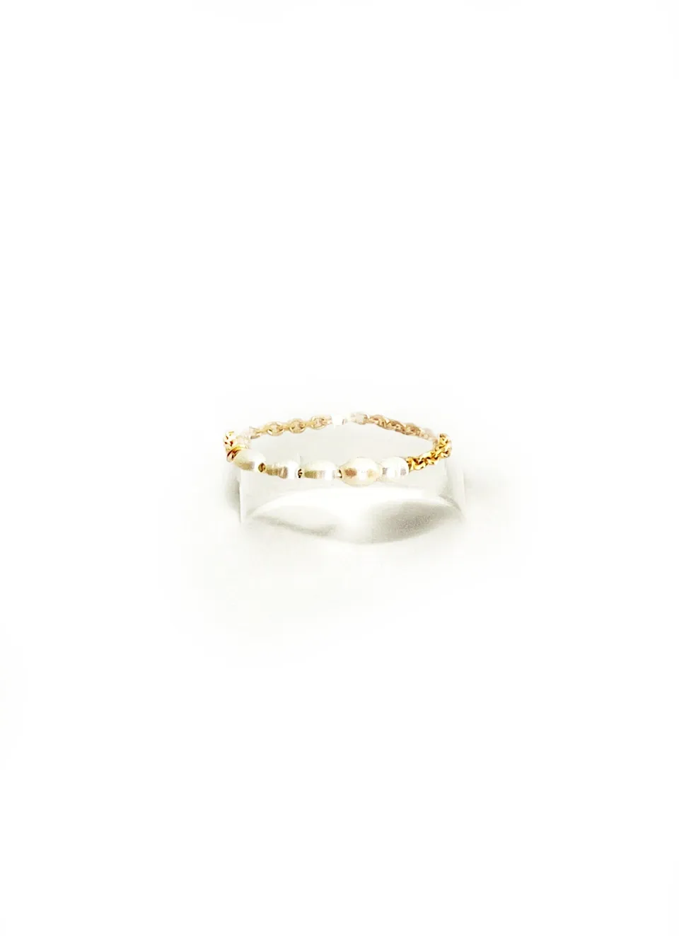 Ô PLUM Gina bague perles d'eau douce plaqué or taille 52
