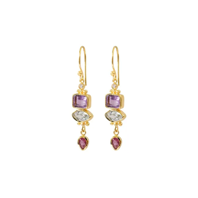 Leticia Ponti Paloma boucles d'oreilles multi pierres plaqué or