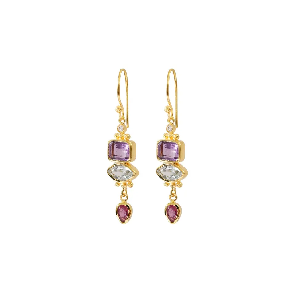 Leticia Ponti Paloma boucles d'oreilles multi pierres plaqué or