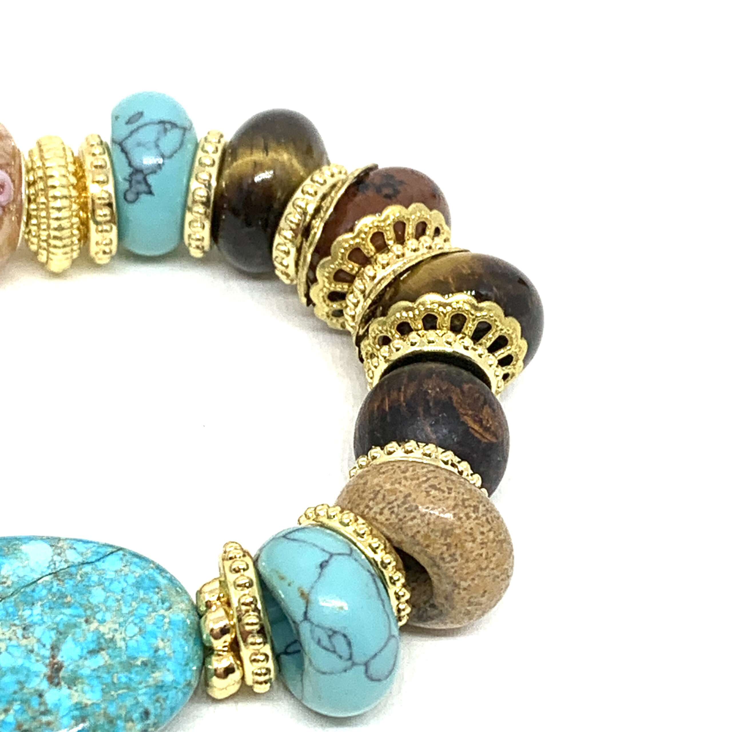 Hypnochic Deva bracelet pierres turquoise œil de tigre