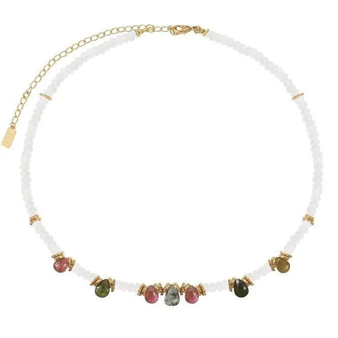 Leticia Ponti Dayra choker pierre de lune plaqué or 35 cm