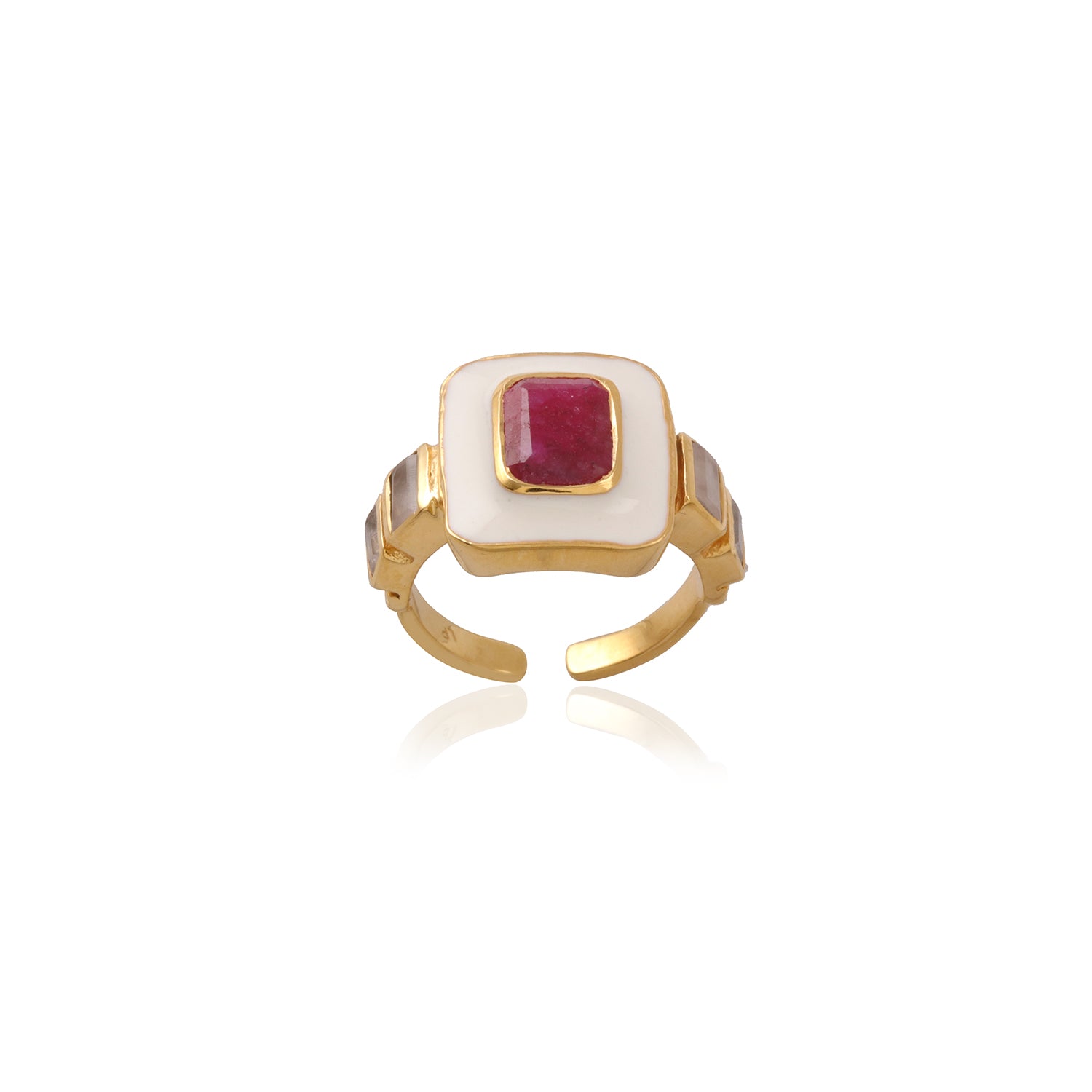 Leticia Ponti Laura bague agate verte péridot émaillée plaqué or