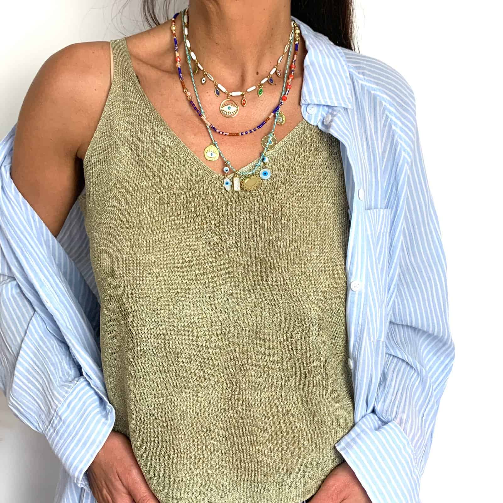 HYPNOCHIC Occhi collier fantaisie 3 rangs perles