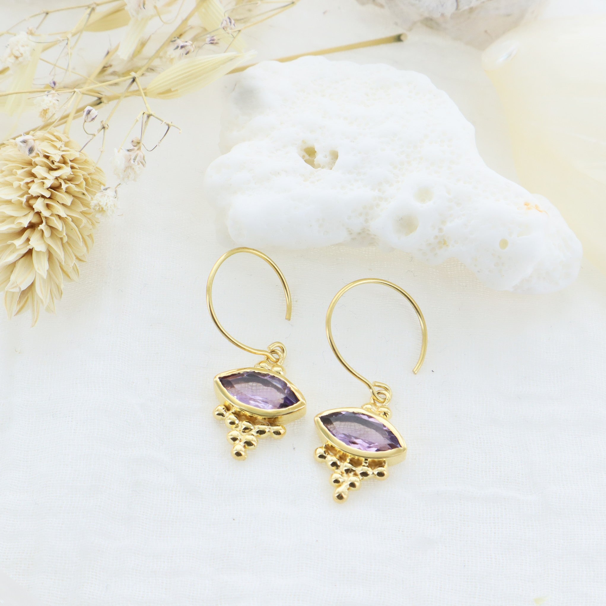 Leticia Ponti Lucie boucles d'oreilles malachite plaqué or