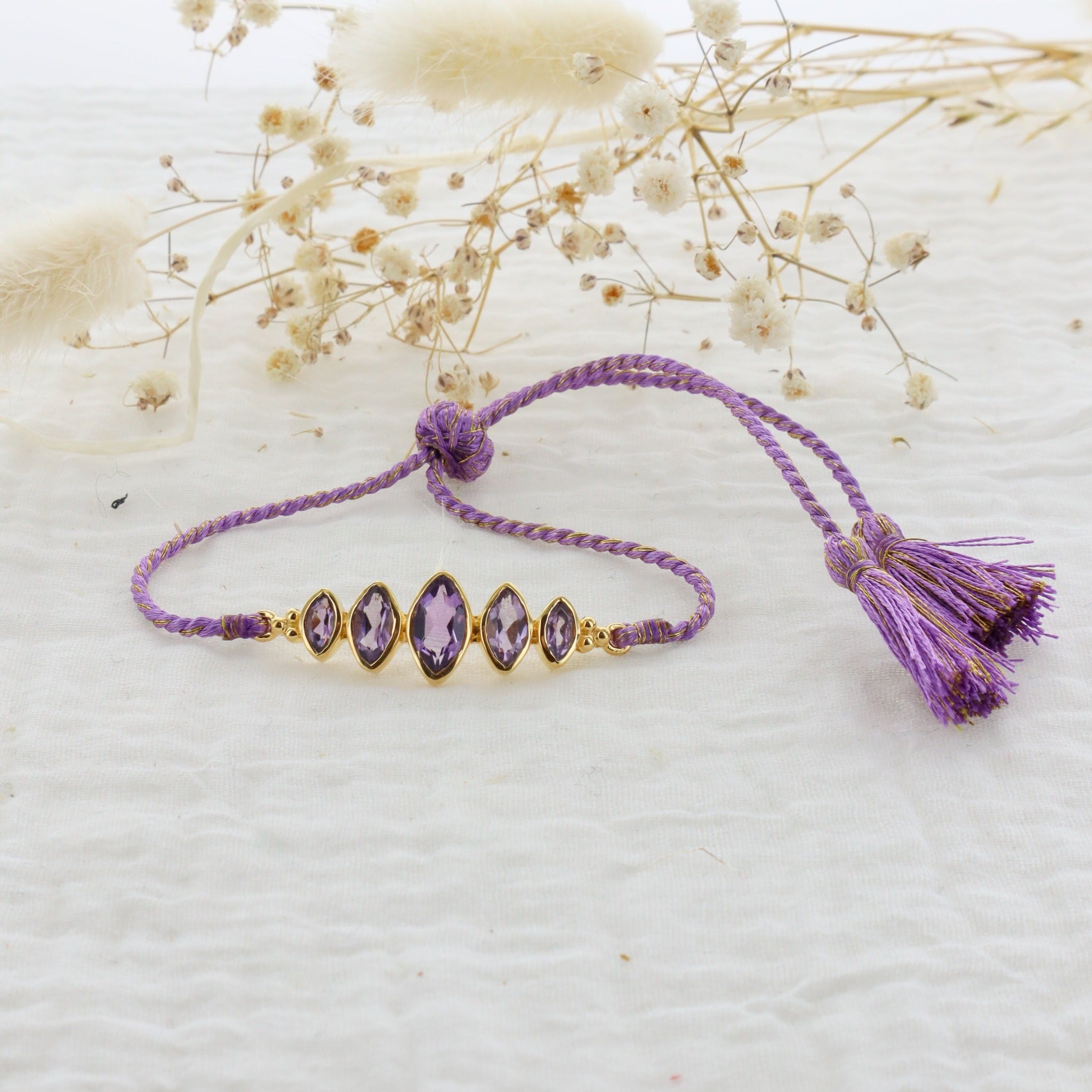 Leticia Ponti Betsy bracelet cordon agate verte plaqué or