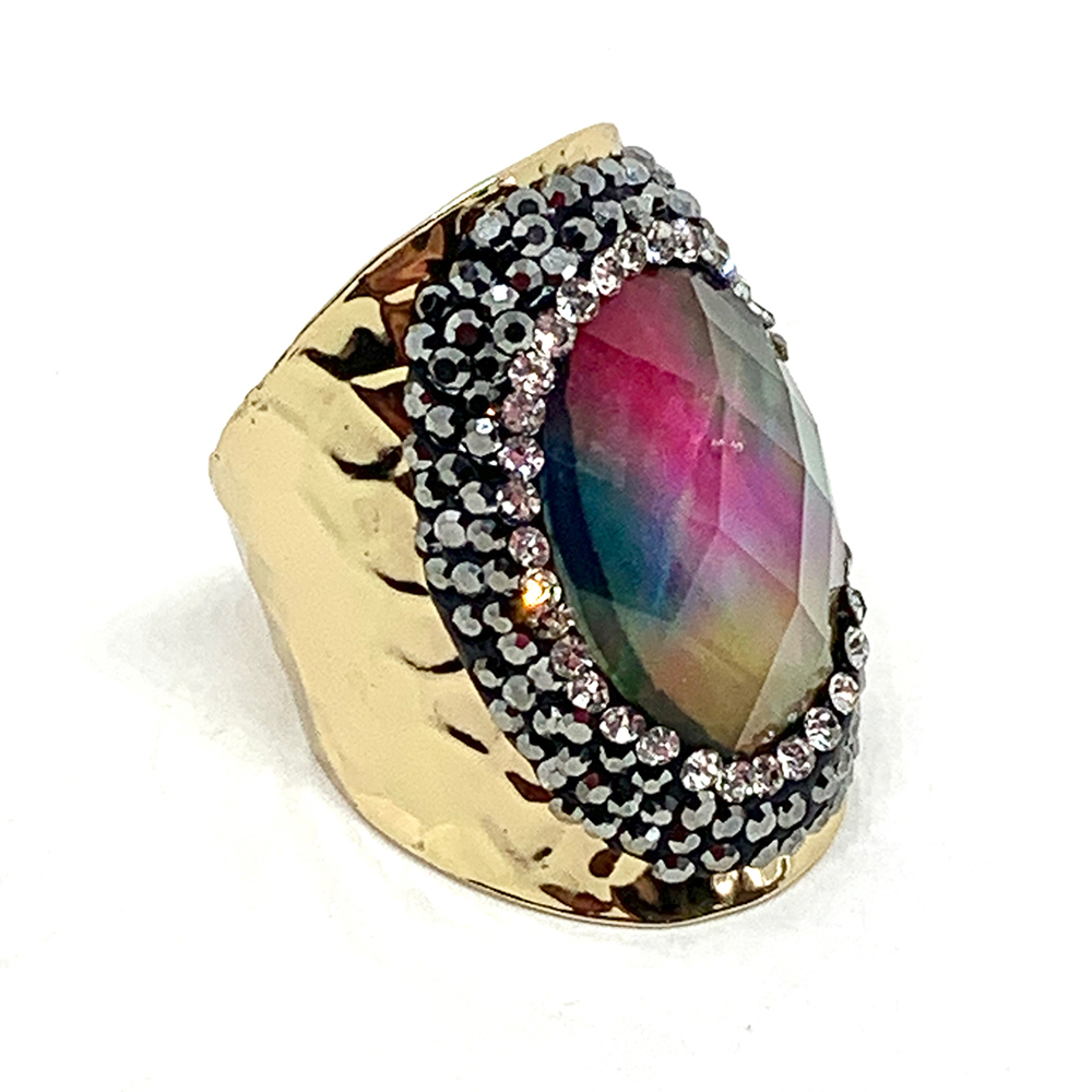 Hypnochic Dazzle Shell bague dorée strass ajustable