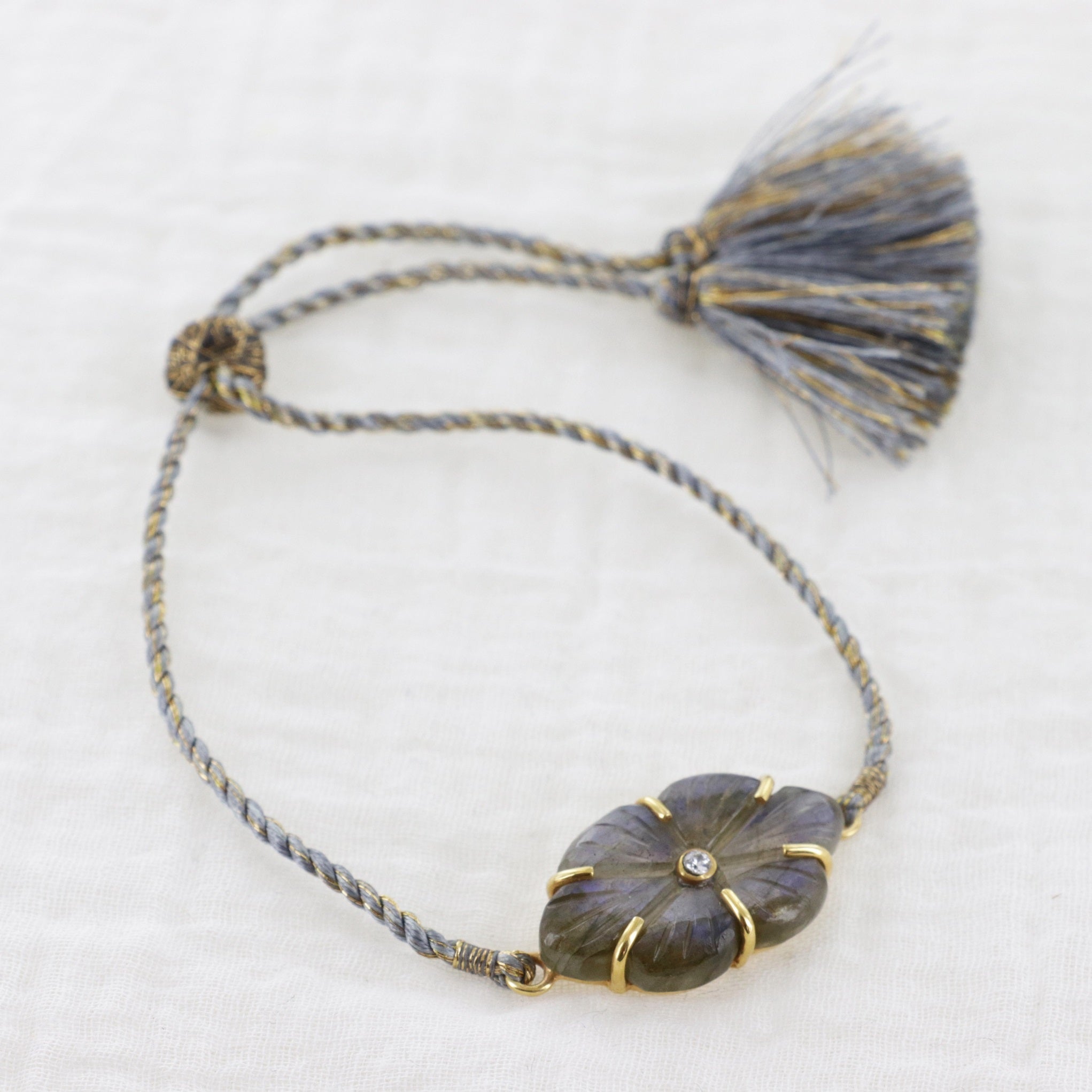 Leticia Ponti Camila bracelet cordon apatite verte plaqué or