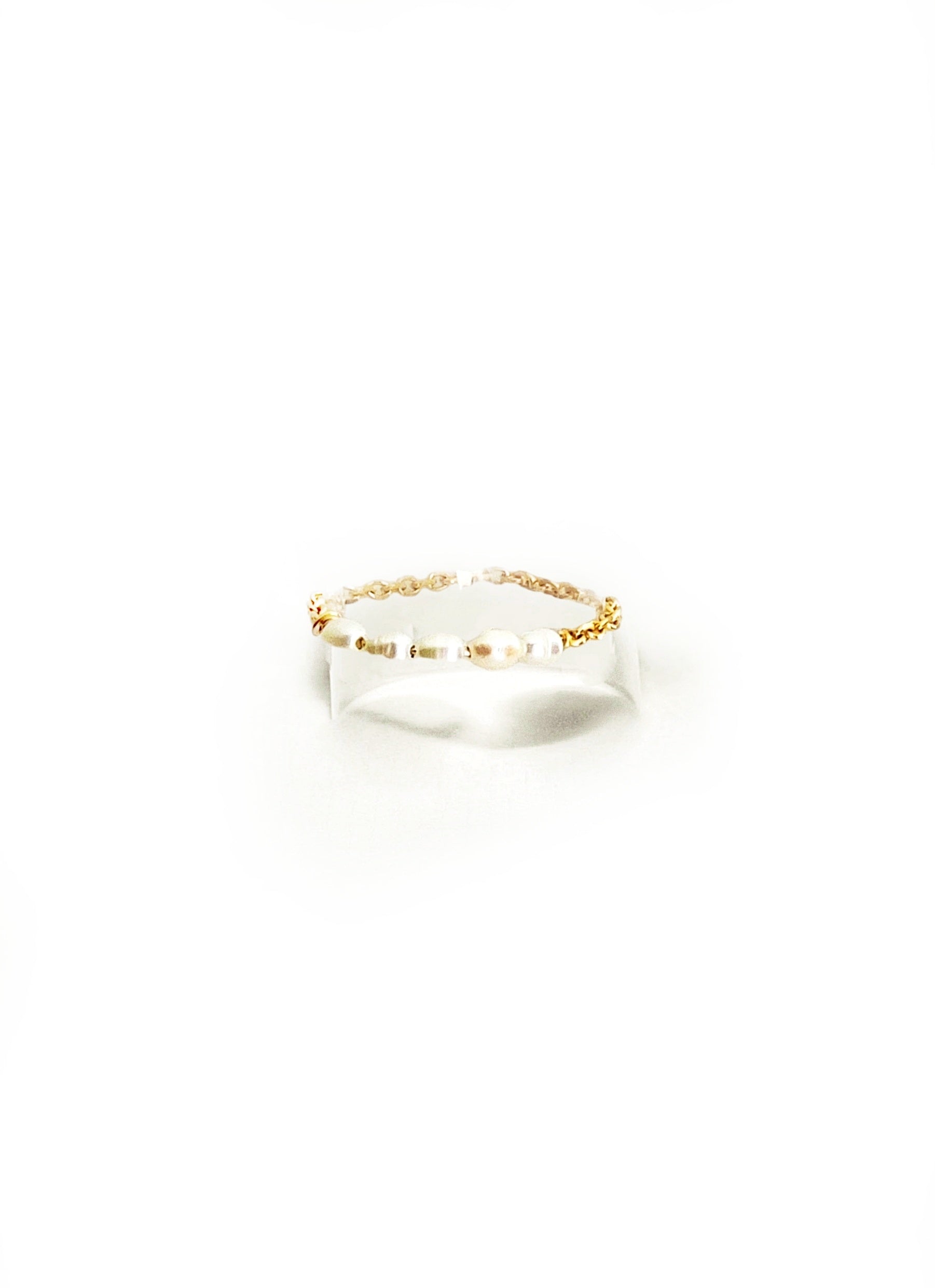 Ô PLUM Gina bague perles d'eau douce plaqué or taille 52