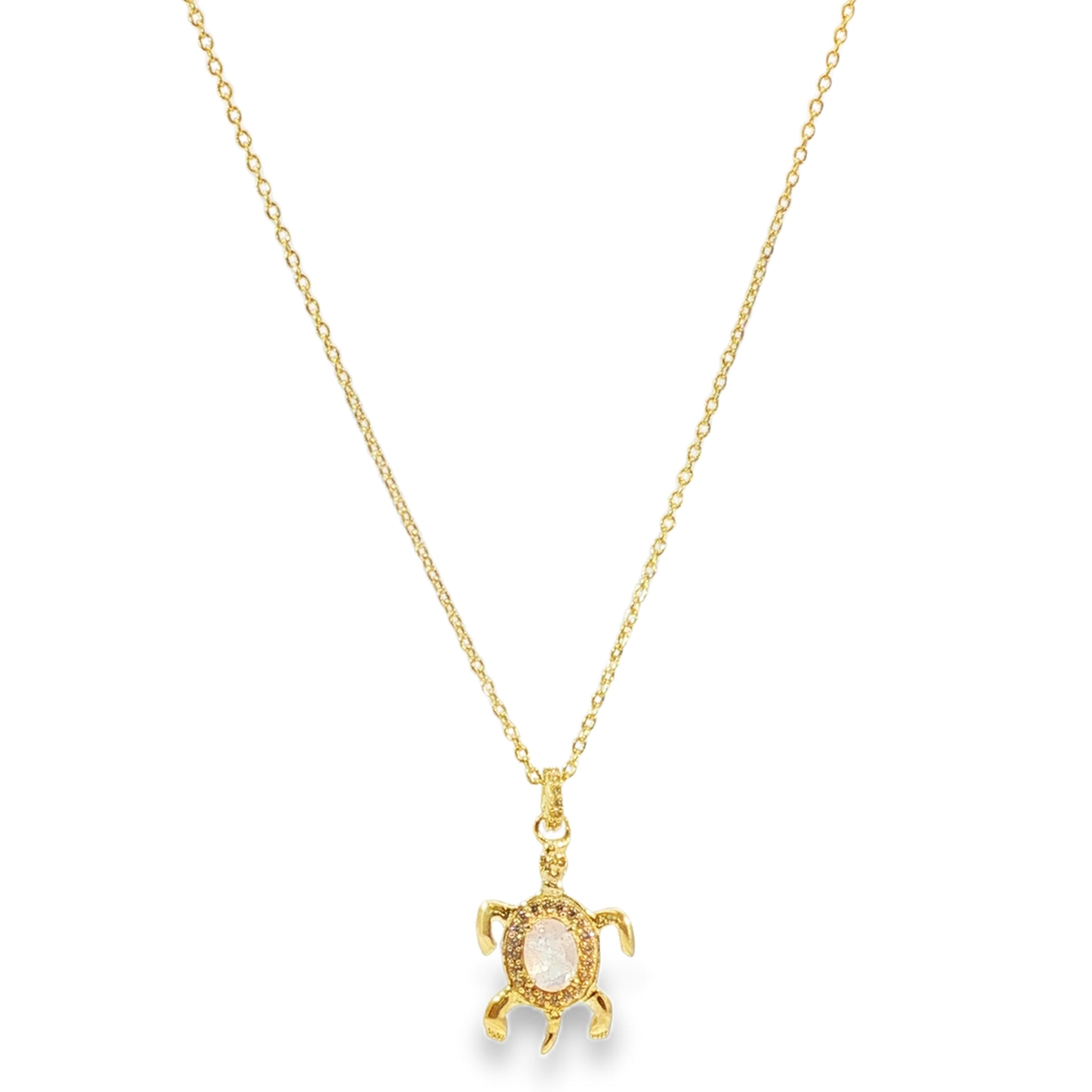 Leticia Ponti Tortue Tiny collier quartz rose plaqué or