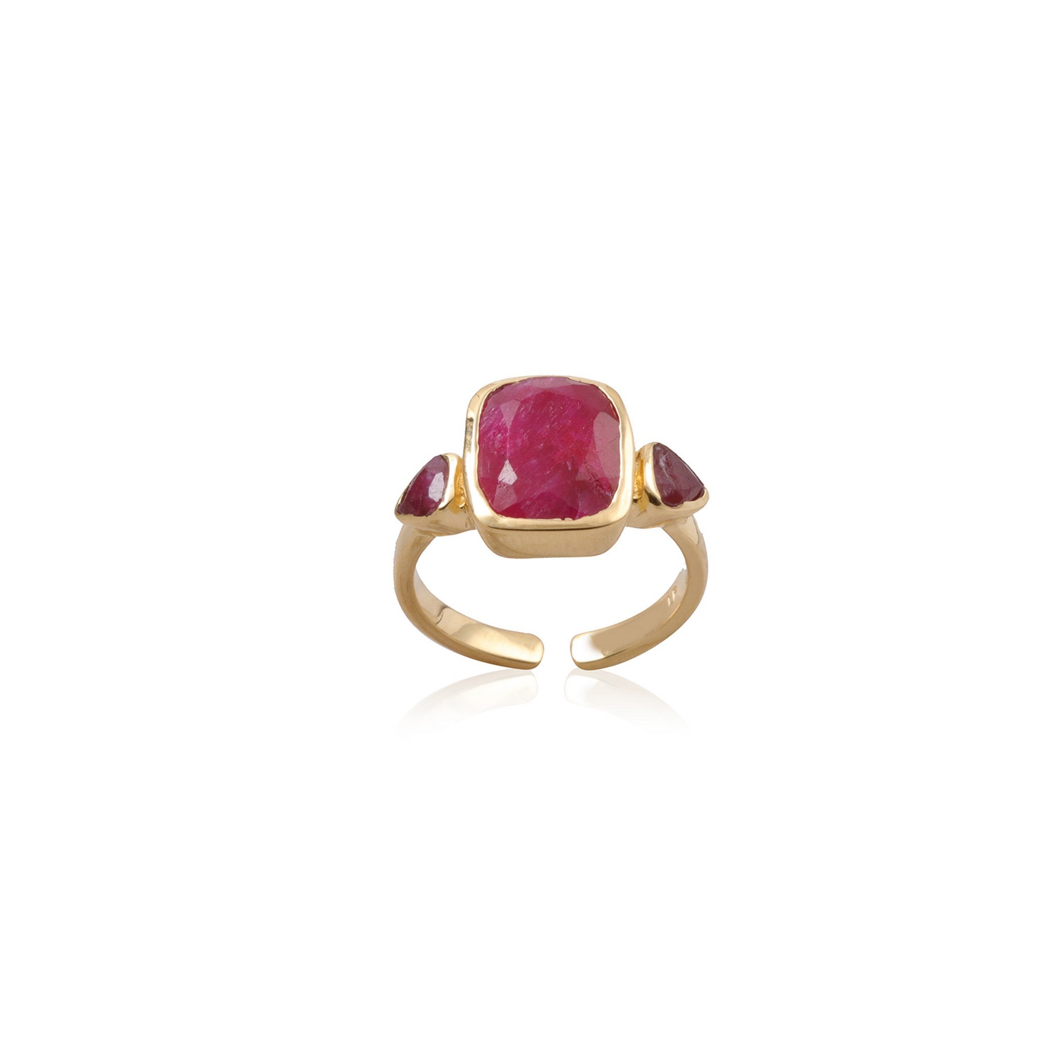 Leticia Ponti Lise bague rubis plaqué or ajustable
