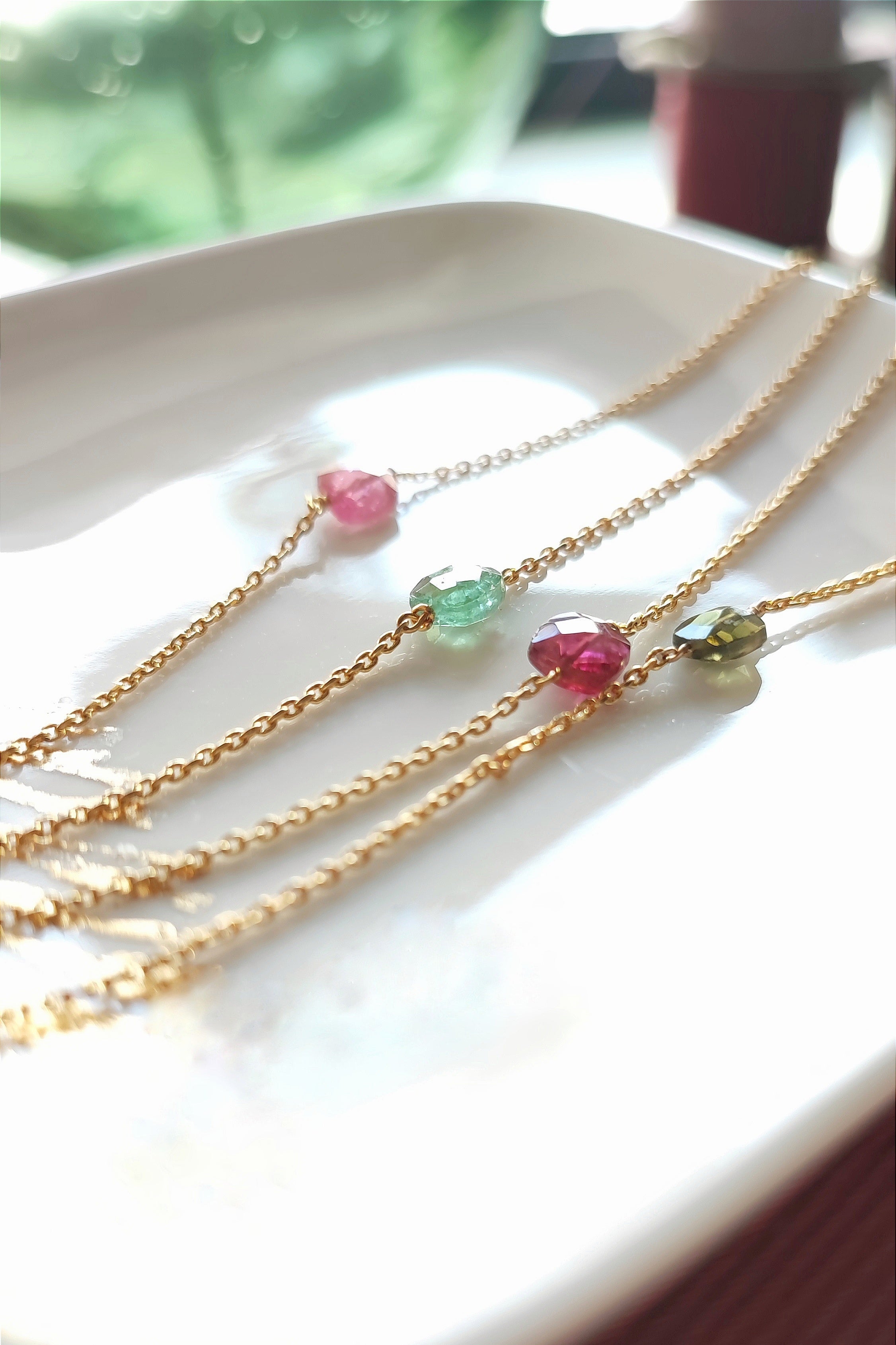 Ô PLUM Bracelets tourmaline bracelet chaîne rose plaqué or