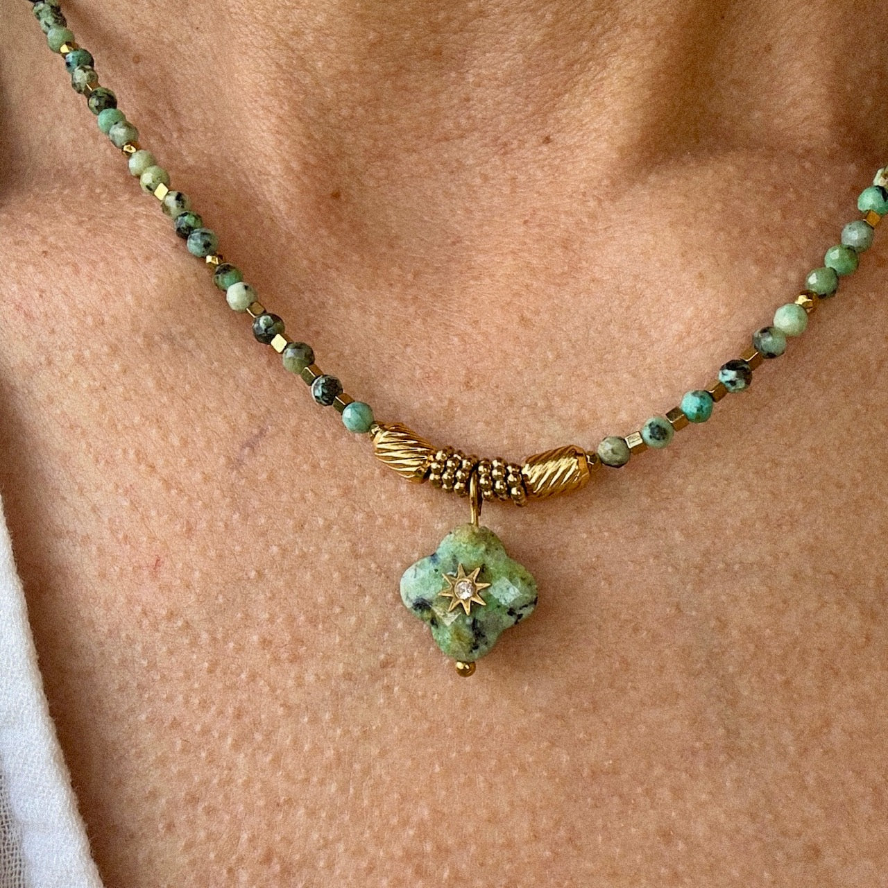 MAD SO CREATION Gaïa collier turquoise africaine bohème