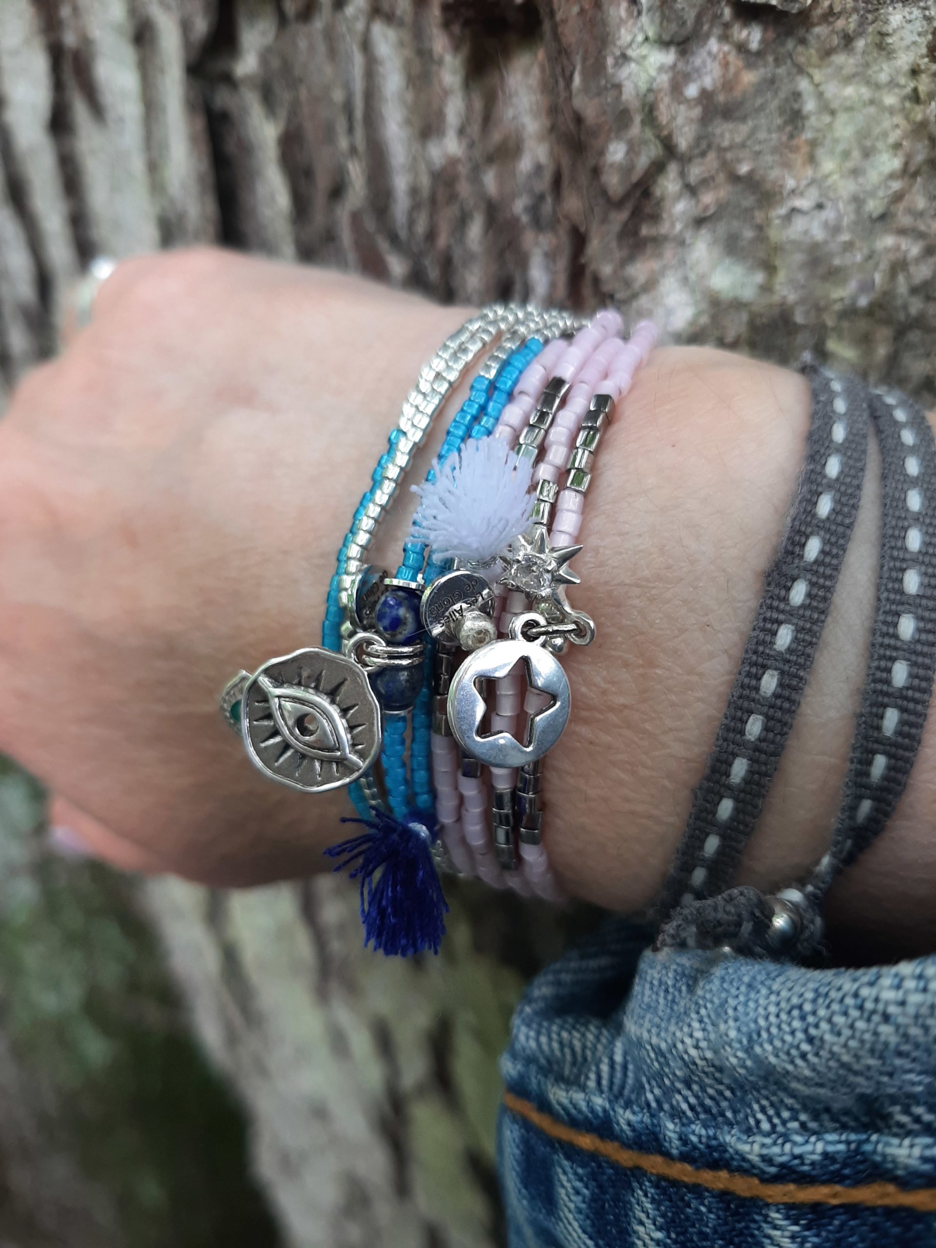 Les Ailes de Gloria Karma Sky bracelet multirangs fin