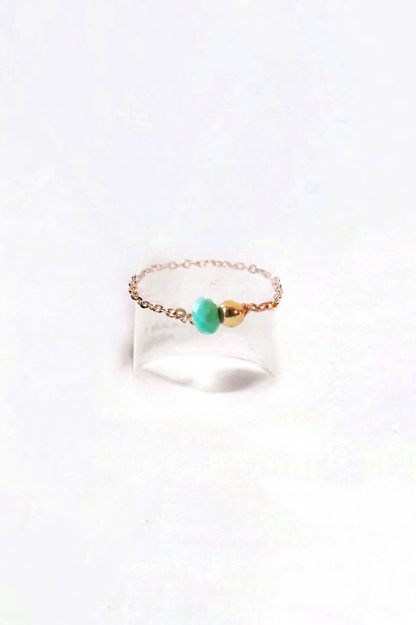 Ô Plum Janet bague chaîne turquoise plaqué or réglable