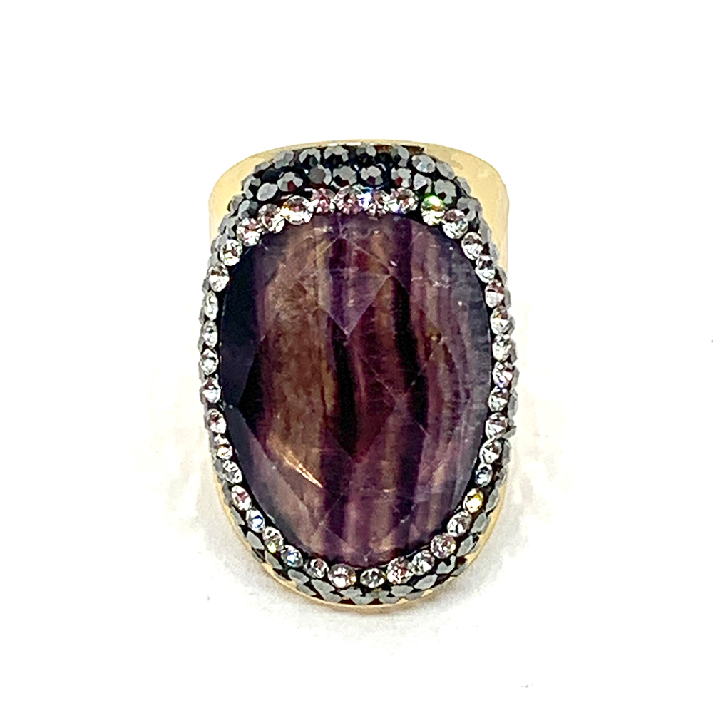 Hypnochic Fluorine bague dorée strass pierre or fin