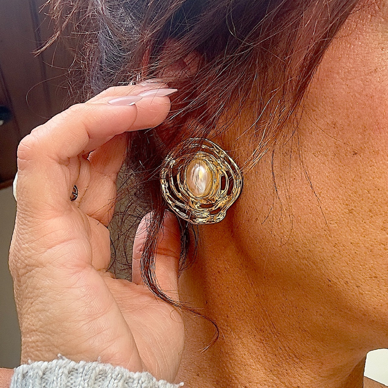 Mad So Creation Perla boucles d'oreilles perle nacrée 3 cm