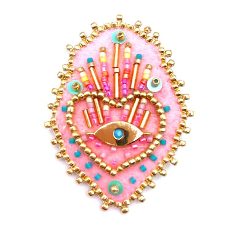 HYPNOCHIC Accessoires Broche Feutrine Perles Attache Dorée