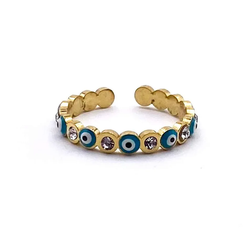 Hypnochic Eyes bague acier inoxydable cristal émail