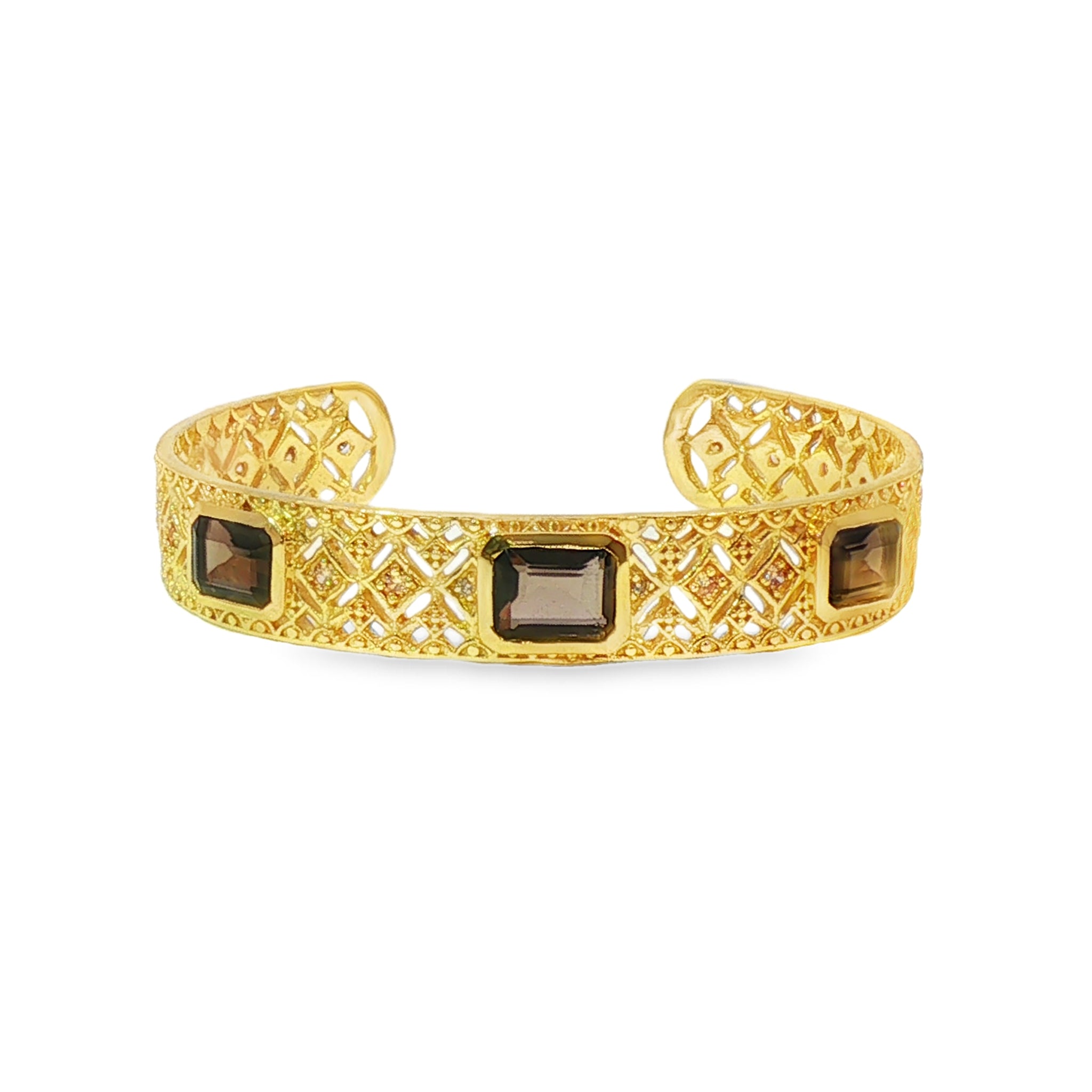Leticia Ponti Eugénie manchette citrine plaqué or réglable