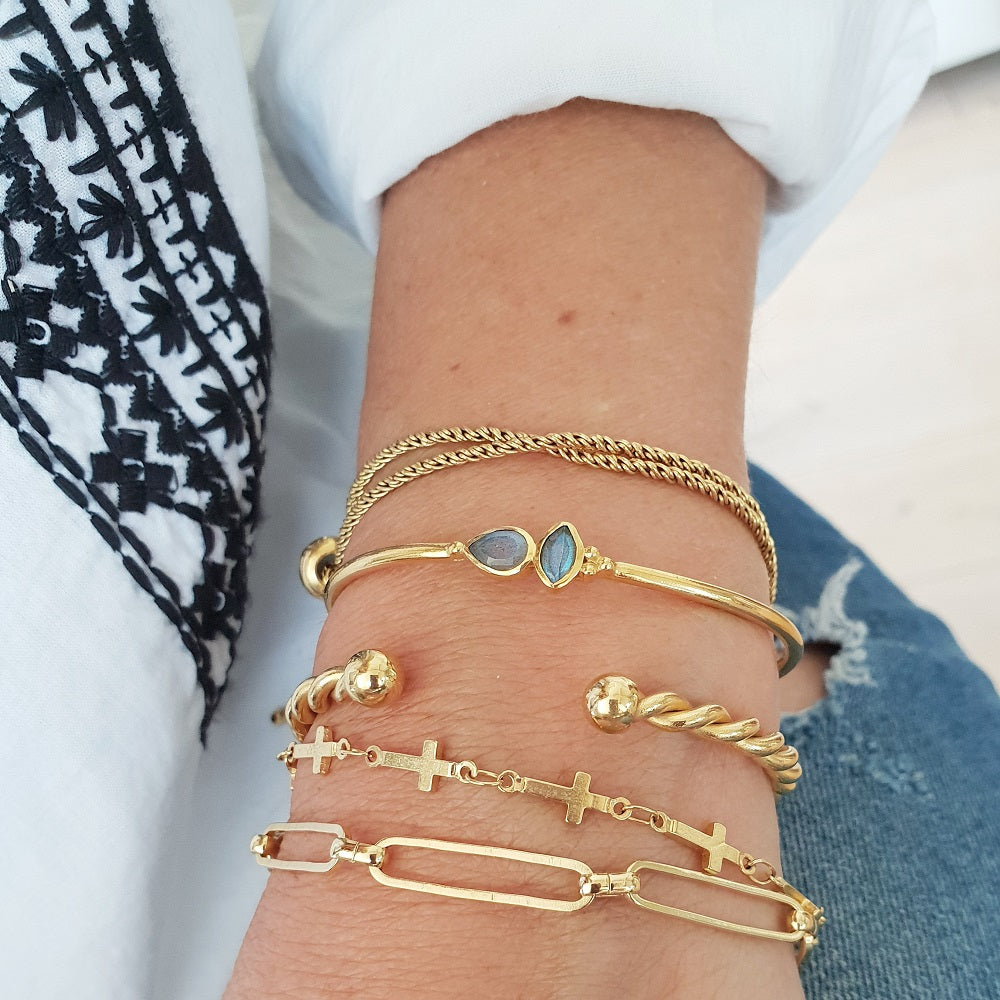Leticia Ponti Faith bracelet plaqué or réglable 16-18 cm