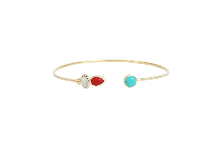 Leticia Ponti Jolene Trio jonc labradorite plaqué or ajustable