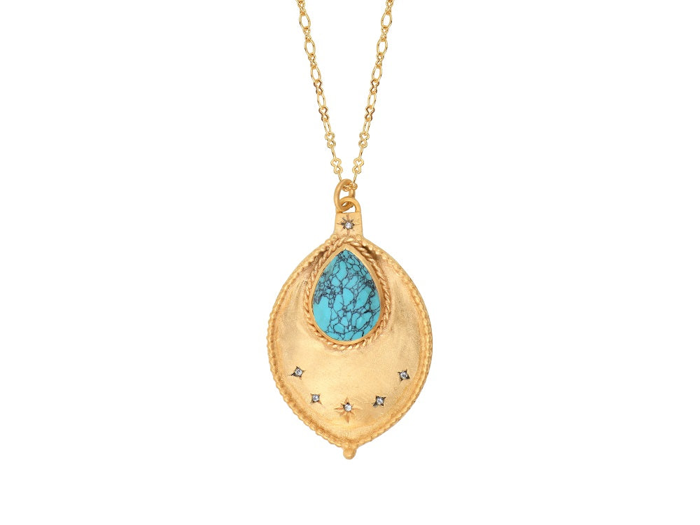Leticia Ponti Alba Sautoir médaillon chaîne fine Labradorite