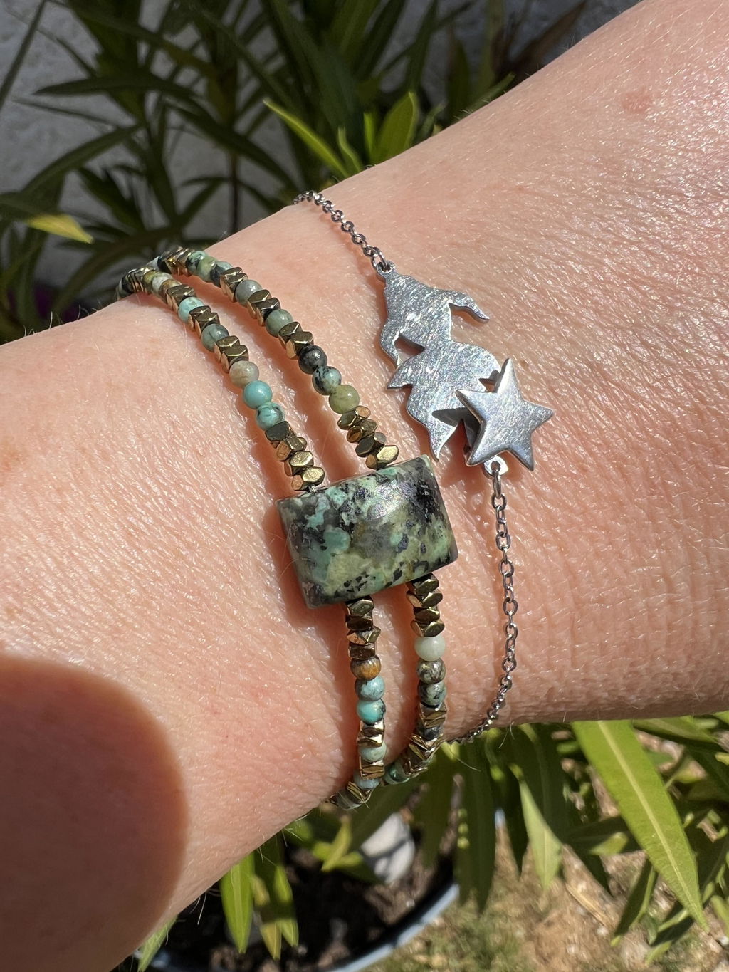 MAD SO CREATION Bracelet Gaïa turquoise africaine 16 cm