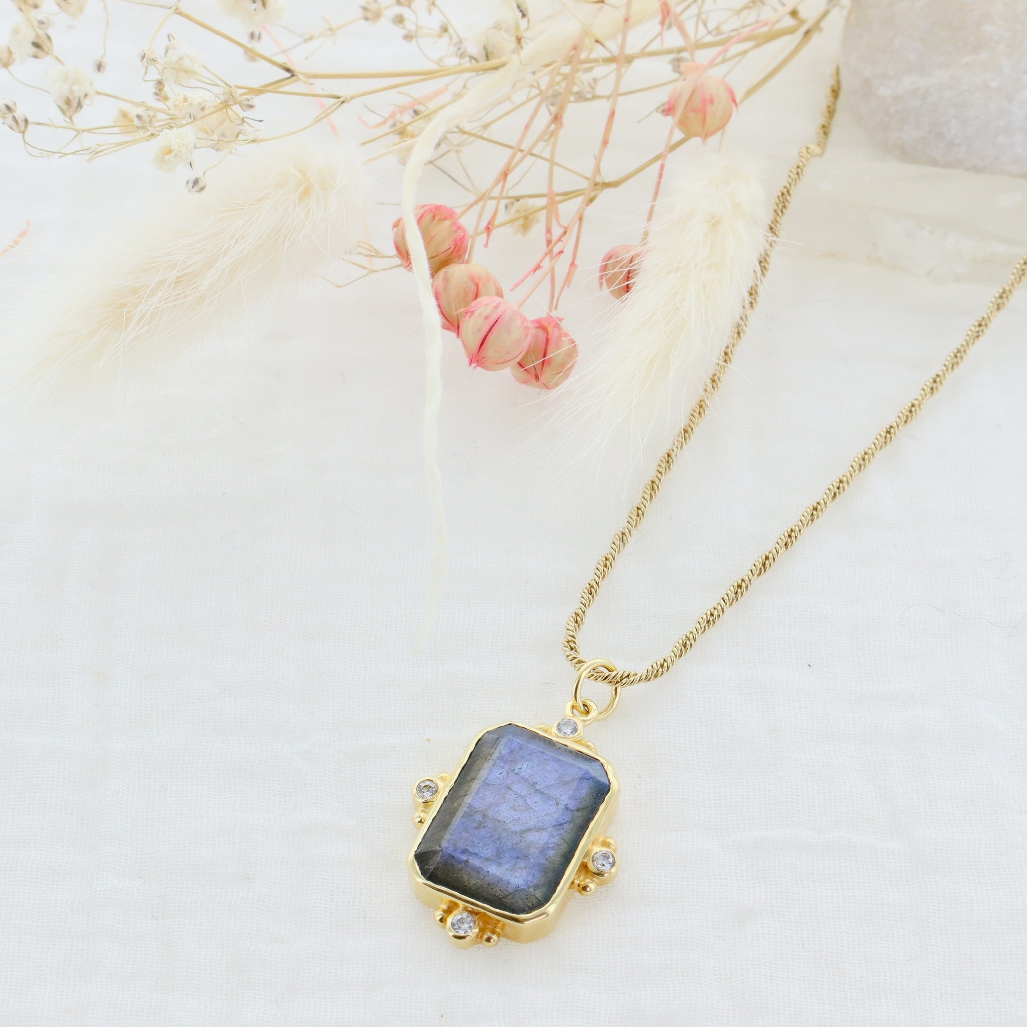 Leticia Ponti Norah collier quartz lemon 40cm plaqué or