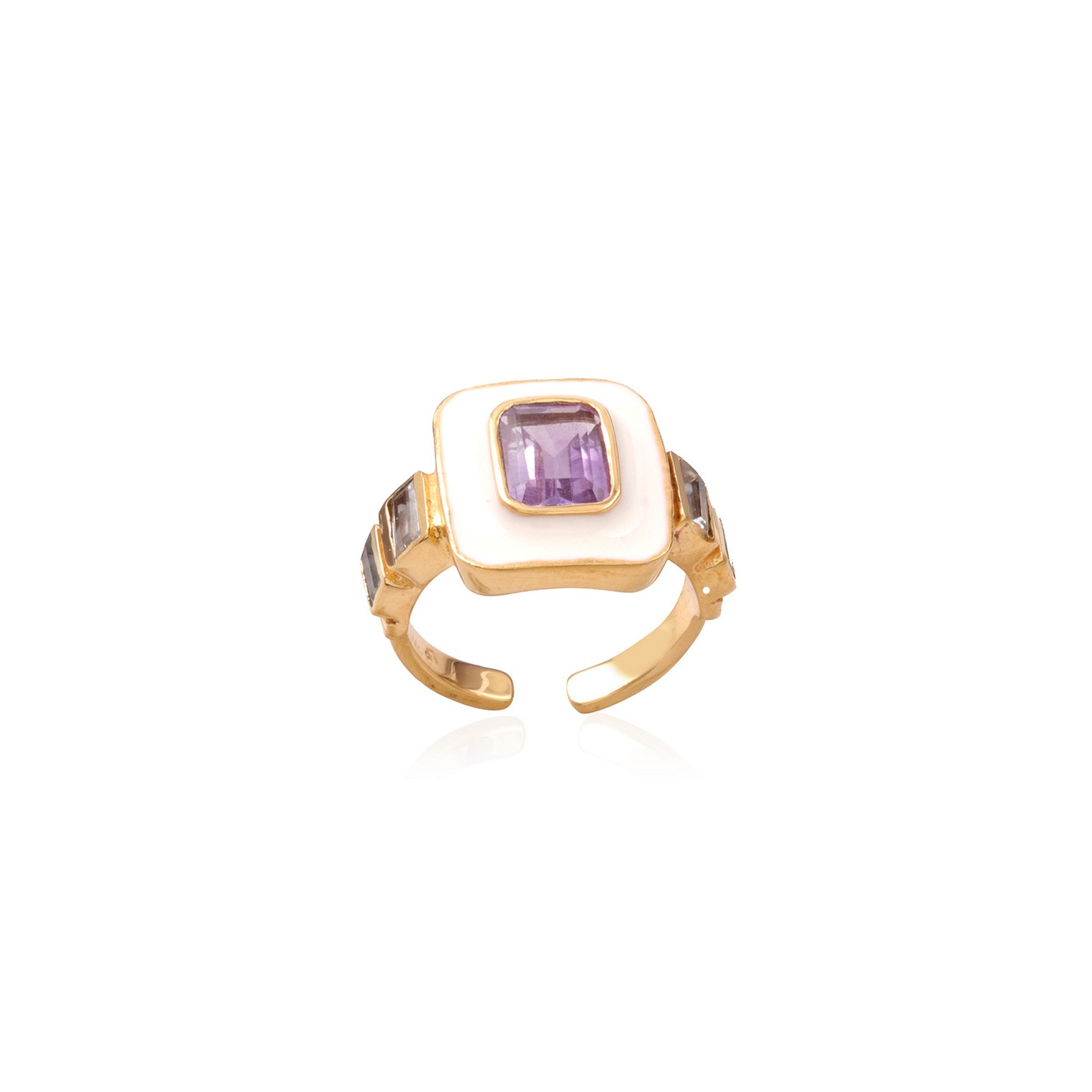 Leticia Ponti Laura bague agate verte péridot émaillée plaqué or