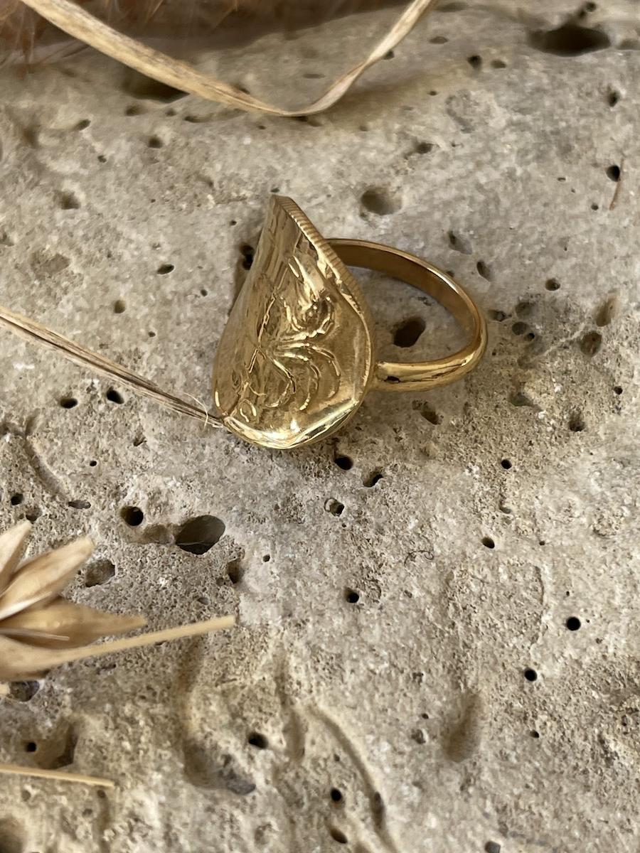 Le P'tit Franc Malte bague pièce maltaise galbée plaqué or