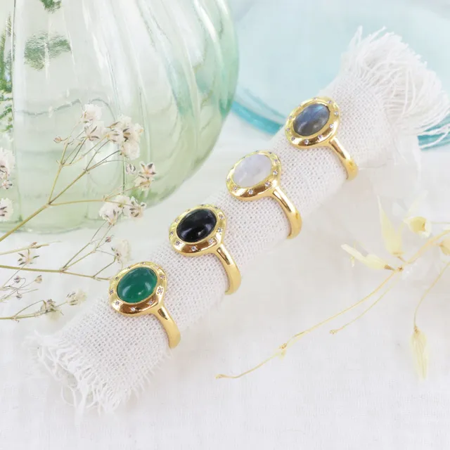 Leticia Ponti Pia bague labradorite taille 52 plaqué or