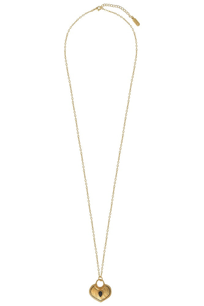 Leticia Ponti True Love sautoir Onyx noir plaqué or 70 cm