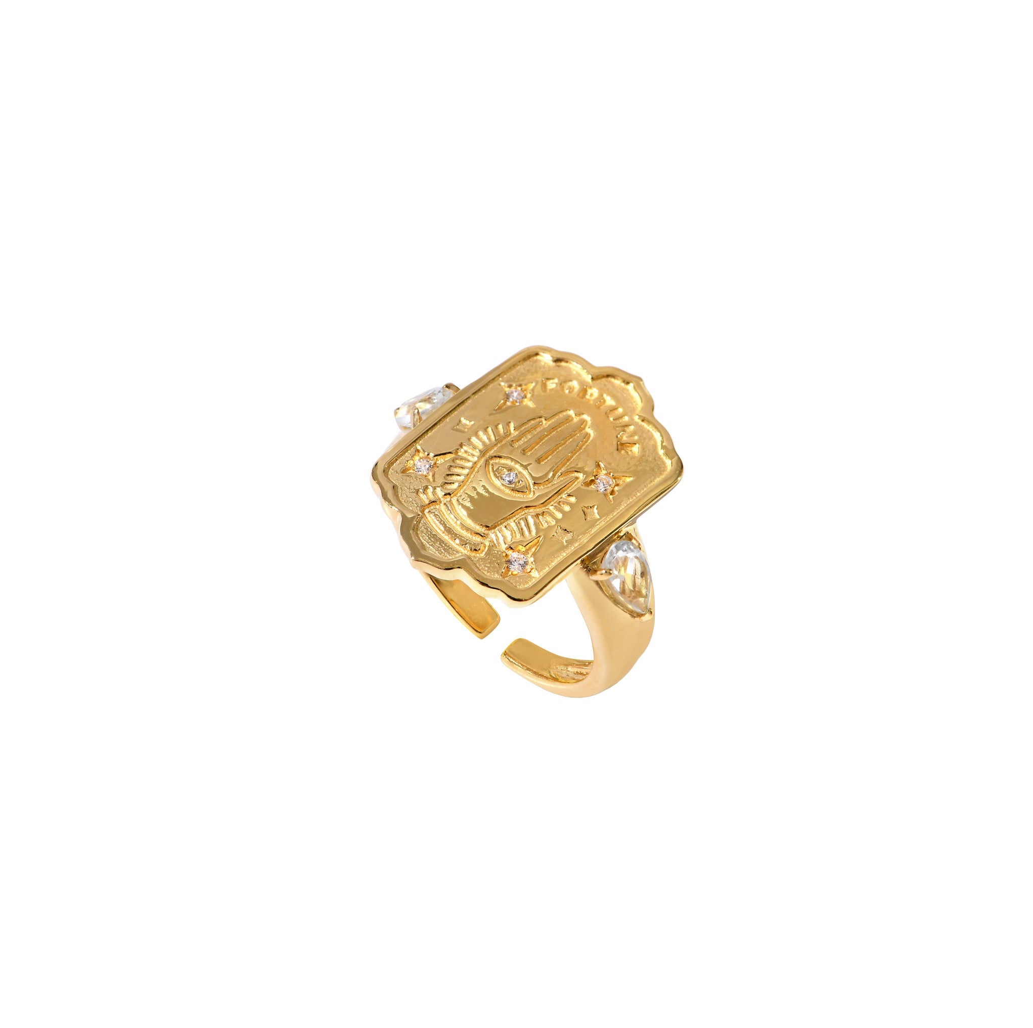 Leticia Ponti Fortune bague améthyste plaqué or ajustable