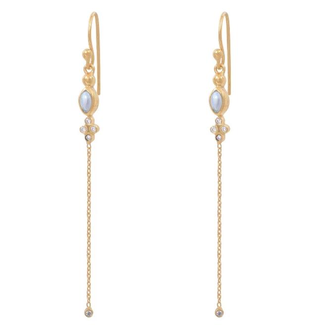 Leticia Ponti Marquise boucles d'oreilles pierre de lune 7 cm