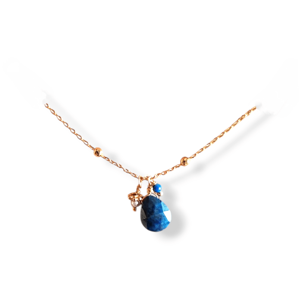 Ô PLUM Colliers Grappe Lapis-lazuli collier plaqué or perle 50 cm