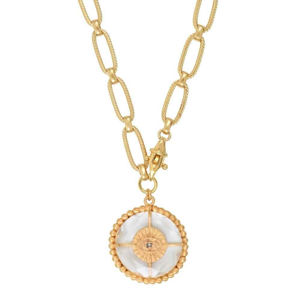 Leticia Ponti Luck Talisman sautoir cristal 60 cm plaqué or