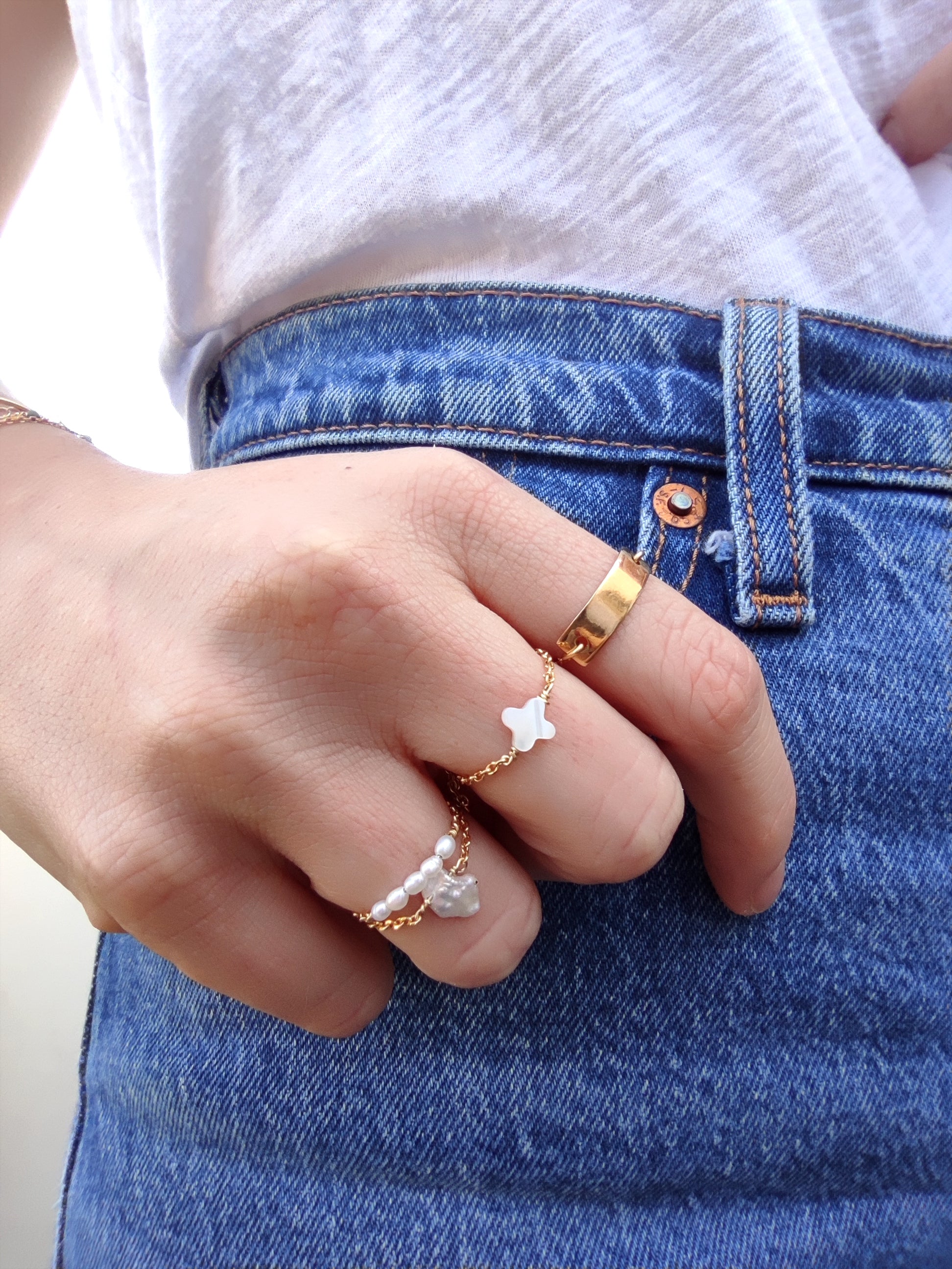 Ô Plum June bague chaîne plaqué or taille 50