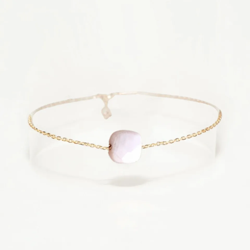 Ô Plum Shenaa bracelet opale plaqué or 17-19 cm