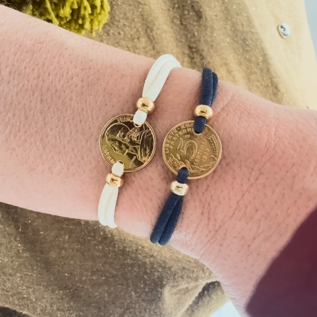 Le P'tit Franc Bracelets 5 centimes bracelet cordon 17 mm unisexe