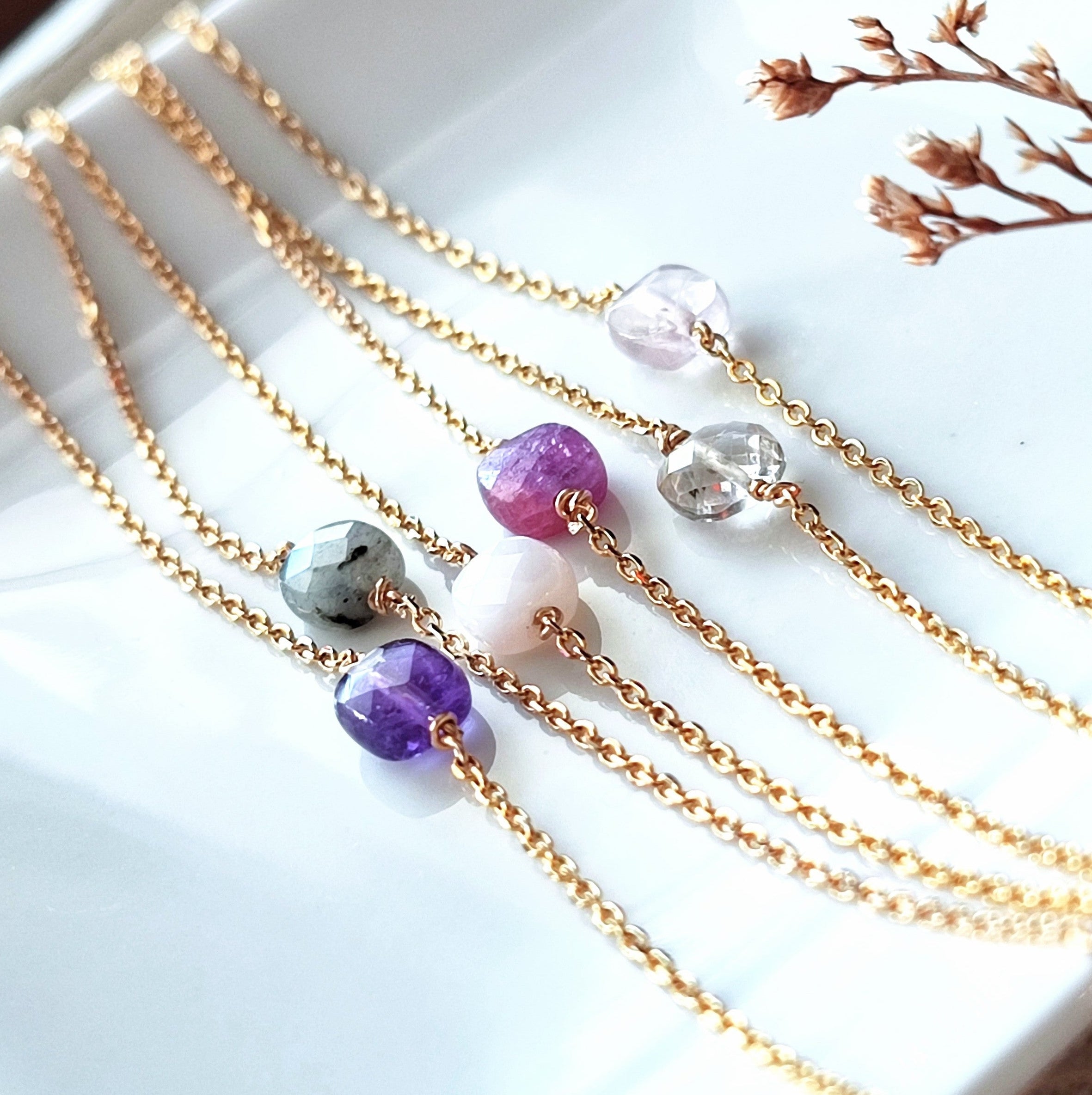 Ô PLUM Charlie bracelet améthyste plaqué or 17 cm