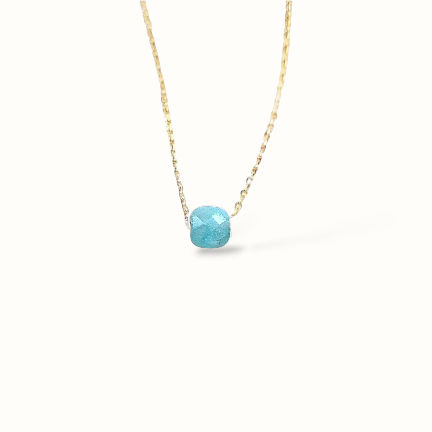 Ô PLUM Charlie collier amazonite plaqué or 39/42 cm